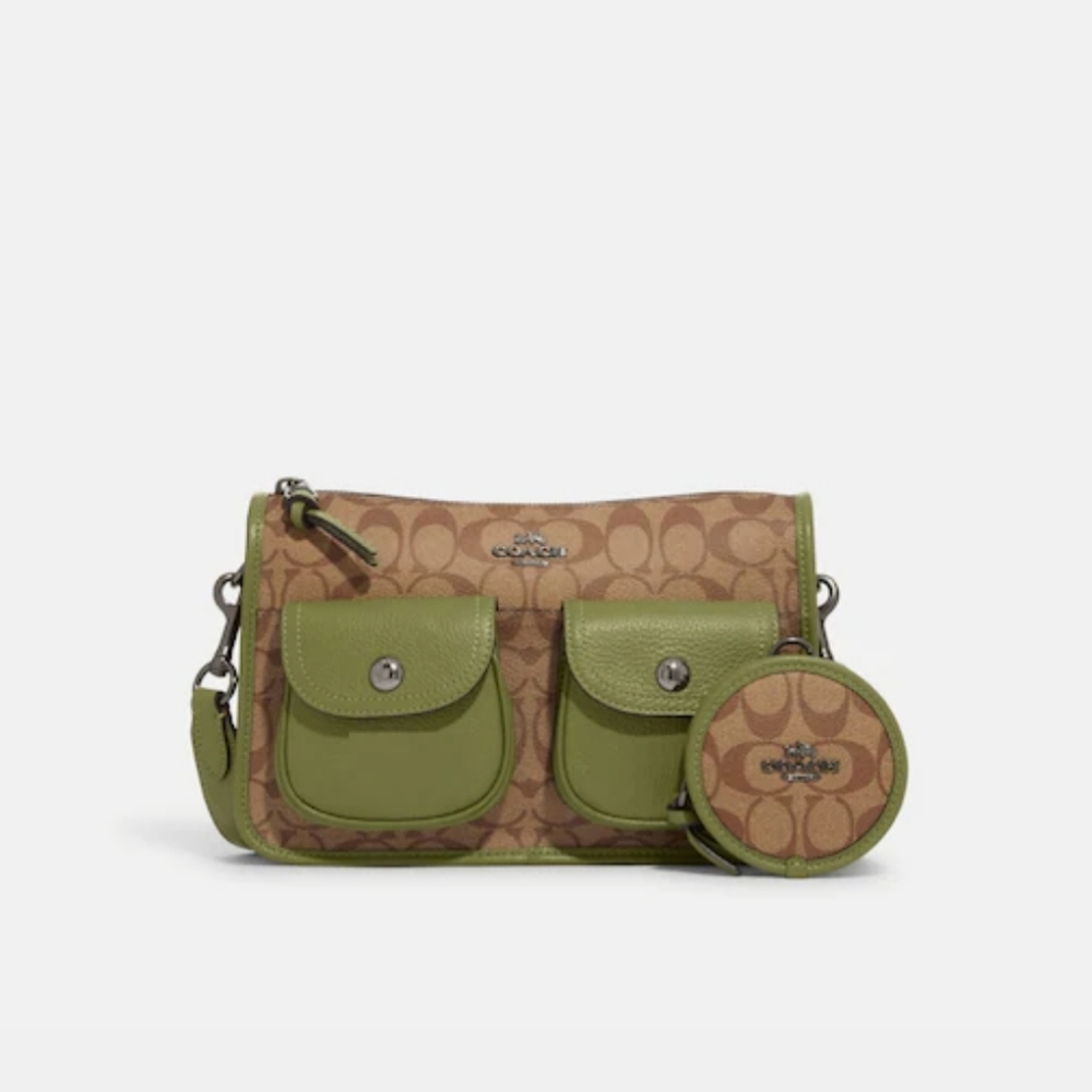NWT COACH Pennie Signature Canvas Women's Crossbody Bag with Coin Case